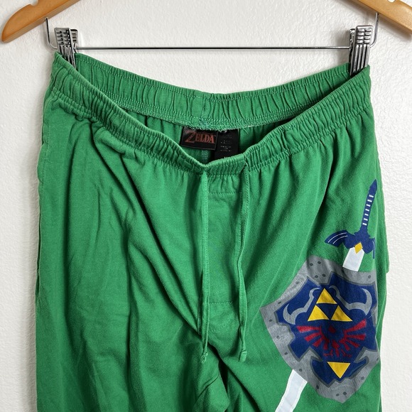 The Legend of Zelda Lounge Pants Green Size M Nintendo Hylian Shield Sword - Picture 8 of 8